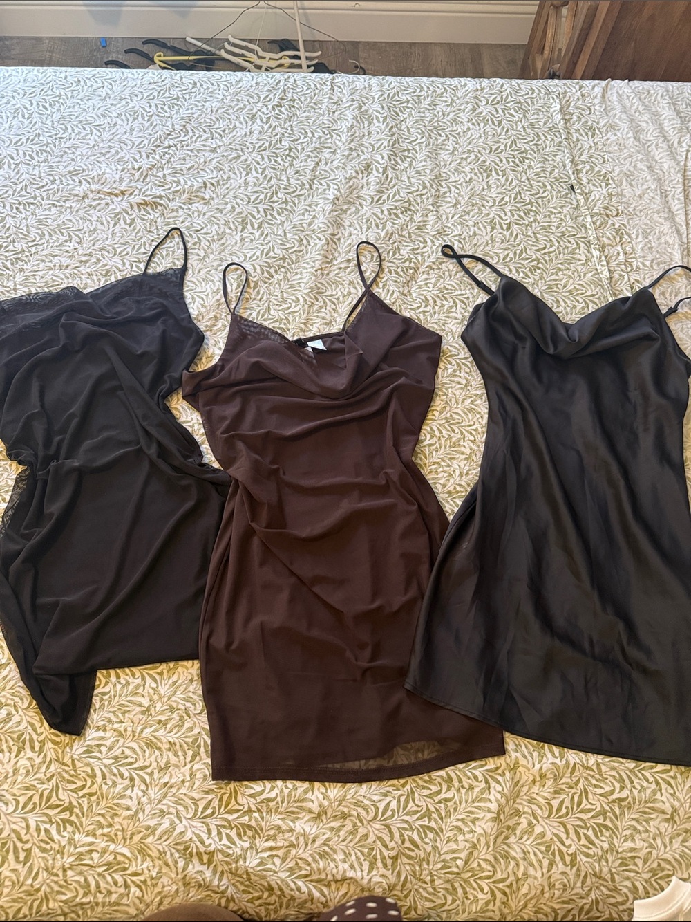 Slip Dress Trio - Black and Dark Brown